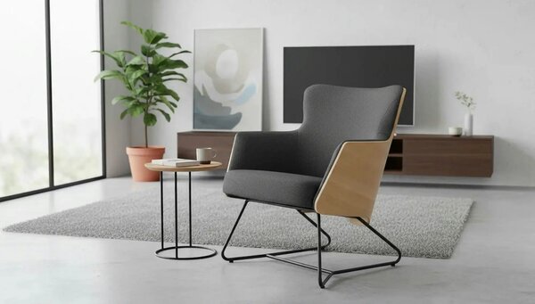Fotoliu CHILLOUT, gri inchis, stofa, 74x67x79 cm