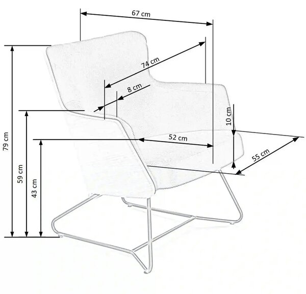 Fotoliu CHILLOUT, gri inchis, stofa, 74x67x79 cm