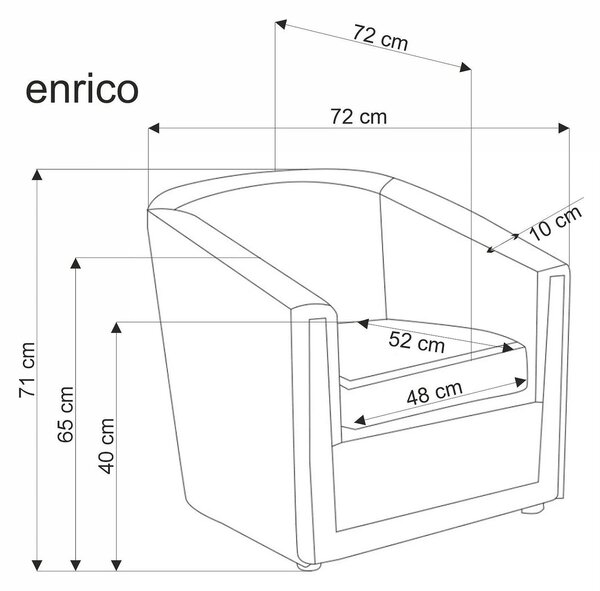 Fotoliu ENRICO, verde/negru, stofa catifelata/lemn, 71x72x71 cm