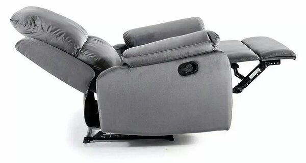 Fotoliu recliner SPENCER 1, gri/negru, stofa catifelata/metal, 80x94/1