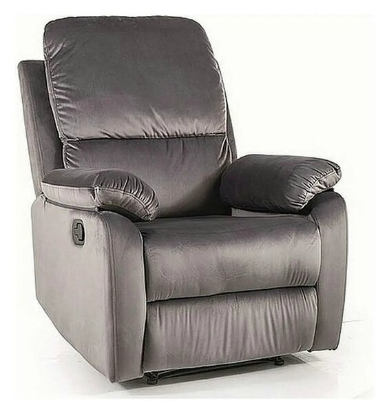 Fotoliu recliner SPENCER 1, gri/negru, stofa catifelata/metal, 80x94/1