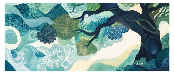 Tablou – Coroană verde a arborelui vieții (120x50 cm)