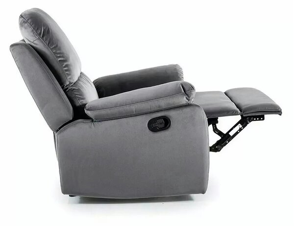 Fotoliu recliner SPENCER 1, gri/negru, stofa catifelata/metal, 80x94/1