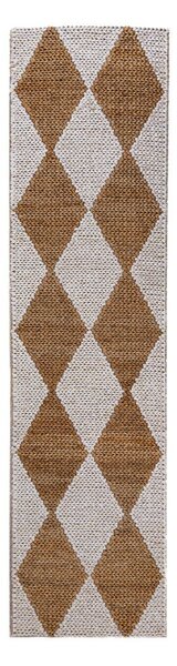 Covor tip traversă alb-în culoare naturală țesut manual din amestec de iută 80x230 cm Effie Diamond – Flair Rugs
