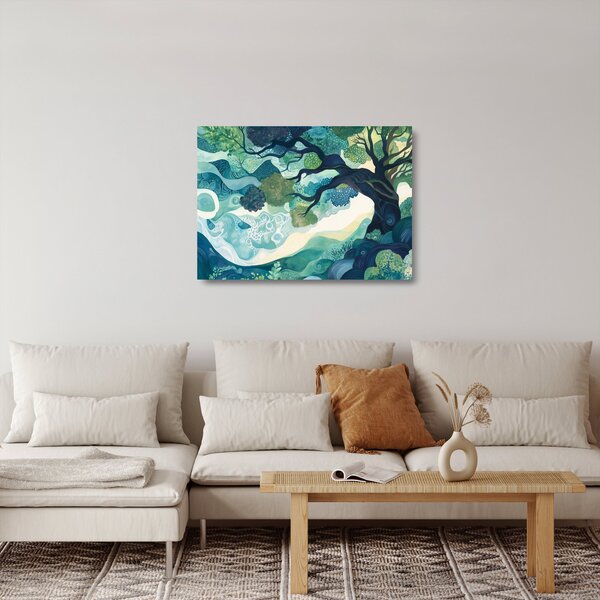 Tablou pe sticlă – Coroană verde a arborelui vieții (70x50 cm)