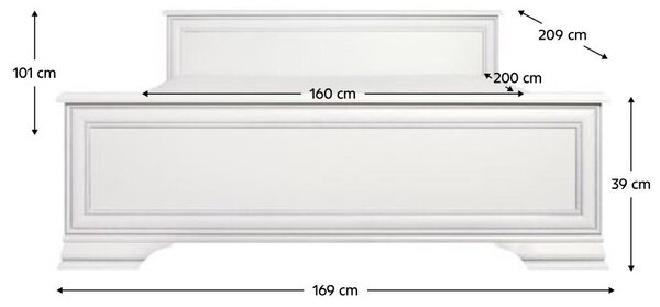 Pat matrimonial 160x200 cm Kuito (alb). 1119571