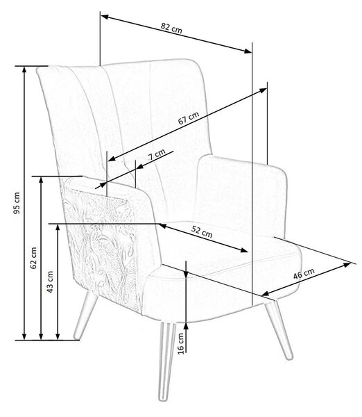 Fotoliu PAGONI, albastru, stofa catifelata, 67x82x95 cm