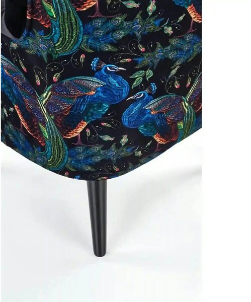 Fotoliu PAGONI, stofa catifelata negru - Bluvel 19, 67x82x95 cm