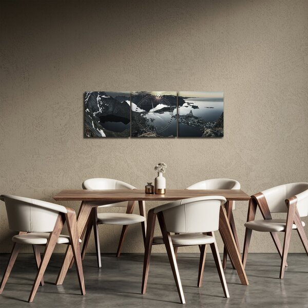 Tablou - Munții norvegieni (cu ceas) (90x30 cm)