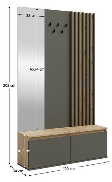 Set mobilier hol Derros 2 (grafit + stejar artisan). 1119608