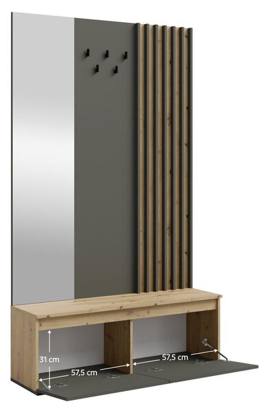 Set mobilier hol Derros 2 (grafit + stejar artisan). 1119608
