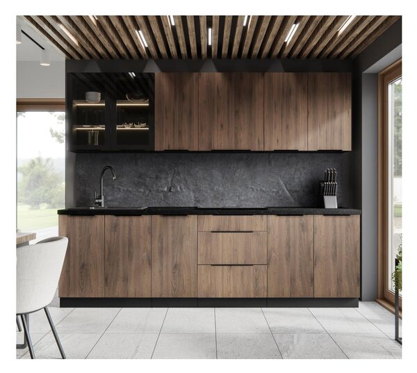 Dulap pentru cuptor Monzesa 60 DP-210 2F (negru + nuc okapi). 1119613