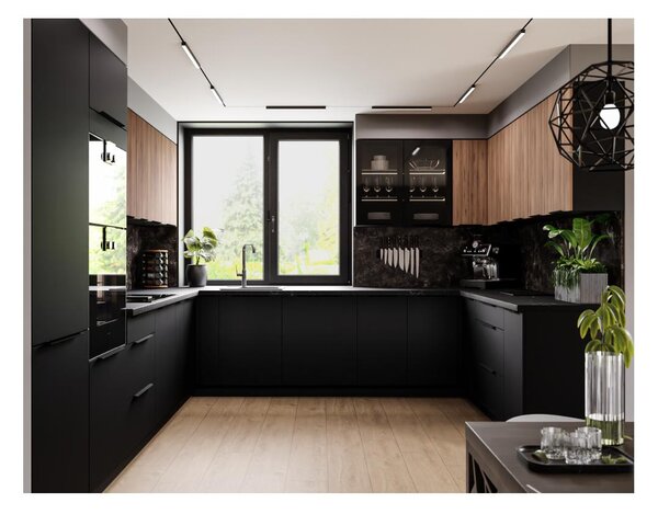 Dulap pentru cuptor Monzesa 60 DP-210 2F (negru + nuc okapi). 1119613