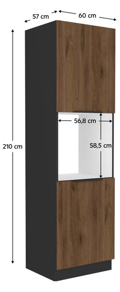 Dulap pentru cuptor Monzesa 60 DP-210 2F (negru + nuc okapi). 1119613