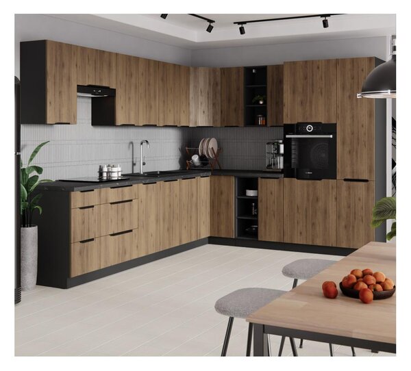 Dulap pentru cuptor Monzesa 60 DP-210 2F (negru + nuc okapi). 1119613