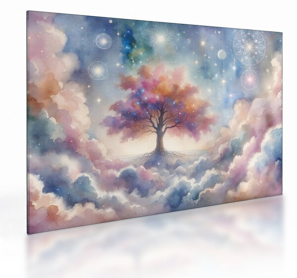 Tablou pe sticlă – Arborele vieții printre nori (70x50 cm)