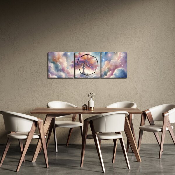 Tablou – Arborele vieții printre nori (cu ceas) (90x30 cm)