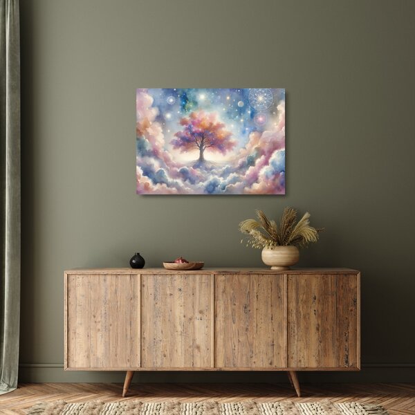 Tablou pe sticlă – Arborele vieții printre nori (70x50 cm)