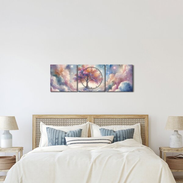 Tablou – Arborele vieții printre nori (cu ceas) (90x30 cm)