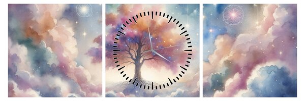 Tablou – Arborele vieții printre nori (cu ceas) (90x30 cm)