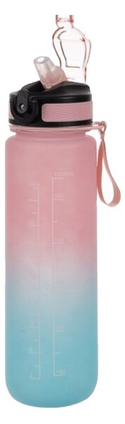 Sticla portabila pentru apa, 1 L, capac cu siguranta, 7.5 x 29 cm, albastru/roz