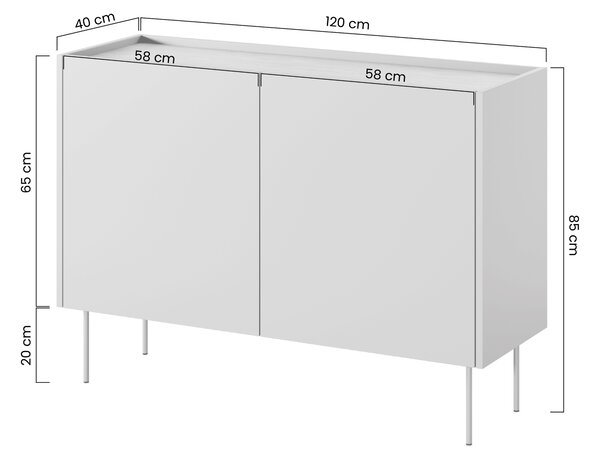 Comoda Desin 120 cm cu picioare metalice - cașmir / stejar nagano