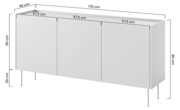 Comodă Desin 170 cm trei uși - negru mat / stejar Nagano