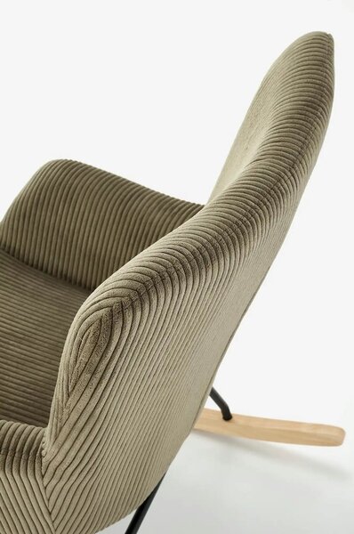 Fotoliu balansoar BELMIRO, stofa catifelata verde olive - Hyper 75, 72