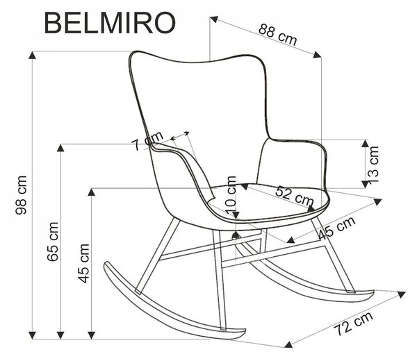 Fotoliu balansoar BELMIRO, stofa catifelata verde olive - Hyper 75, 72