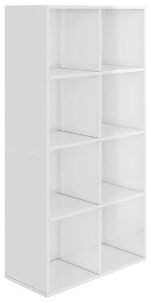 Bibliotecă/Dulap, alb extralucios, 66x30x130 cm, lemn prelucrat