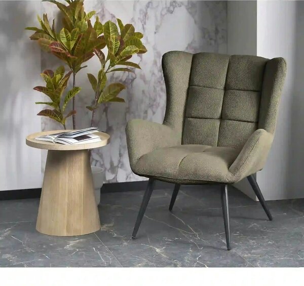 Fotoliu BYRON, stofa clasica verde olive - Vardo 74, 75x85x92 cm