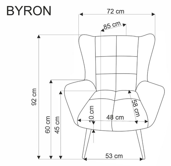 Fotoliu BYRON, stofa clasica gri - Vardo 11, 75x85x92 cm