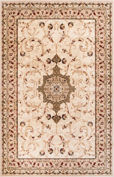 Covor Living Dormitor, Model Lotos 523 100 , Crem Dreptunghi, Crem, 80x200