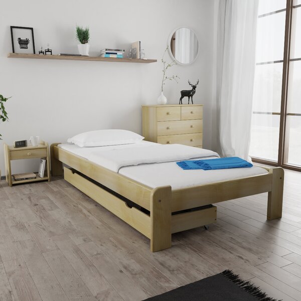Pat de o persoana ADA 80x200 cm, pin Saltele: Fara saltea, Somiera pat: Fara somiera