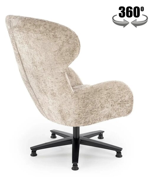 Fotoliu FRANCO, bej/negru, stofa clasica/metal, 80x83x104 cm