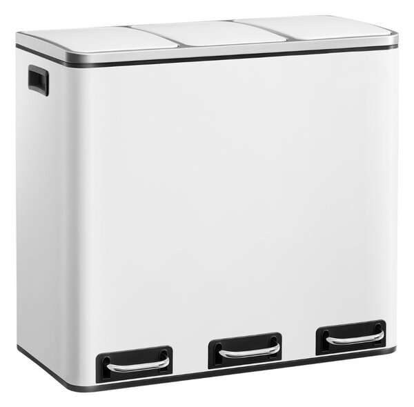 Coș de reciclare SORT 54L (3x18L) + saci de gunoi, alb Jurhan