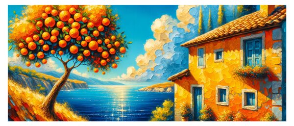 Tablou - Casă cu portocale II. (120x50 cm)