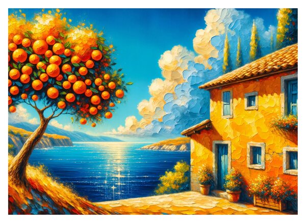 Tablou - Casă cu portocale II. (70x50 cm)