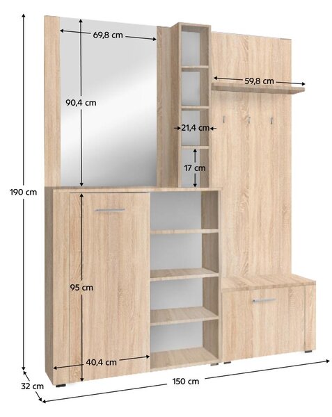 Set mobilier hol Fulgores (stejar sonoma). 1119727