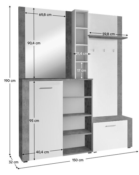 Set mobilier hol Fulgores (alb + beton). 1119726