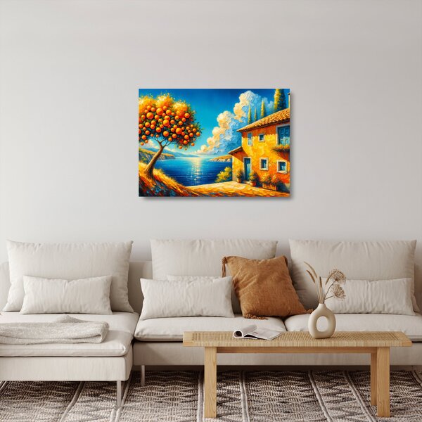 Tablou pe sticlă - Casă cu portocale II. (70x50 cm)