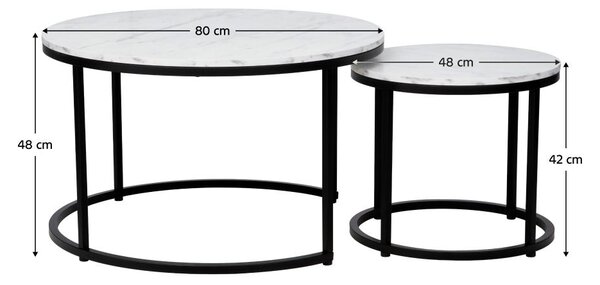 Set 2 buc măsuțe de cafea Cayera (alb + negru). 1119730