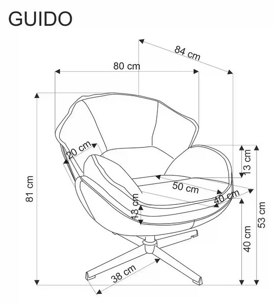 Fotoliu GUIDO, gri/crom, stofa clasica/metal, 80x84x81 cm