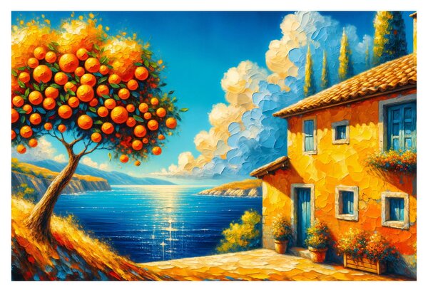 Tablou - Casă cu portocale II. (90x60 cm)