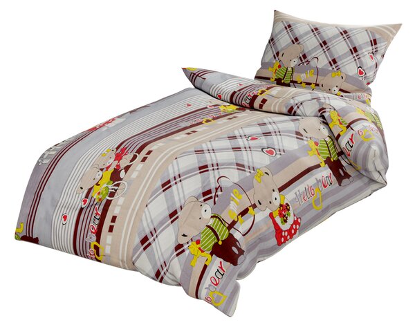 Lenjerii din bumbac pentru patut Culoare gri, HELLO BEAR