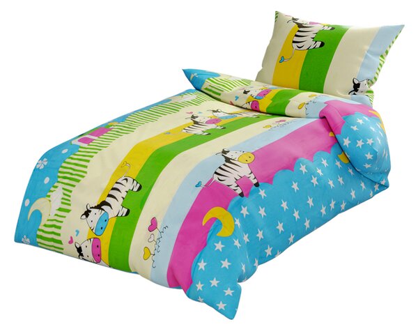 Lenjerii din bumbac pentru patut multicolor, ZEBRAS IN LOVE