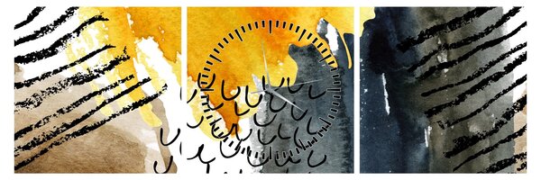 Tablou - Acuarelă abstractă (cu ceas) (90x30 cm)