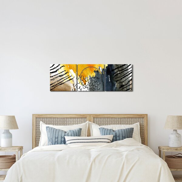 Tablou - Acuarelă abstractă (cu ceas) (90x30 cm)