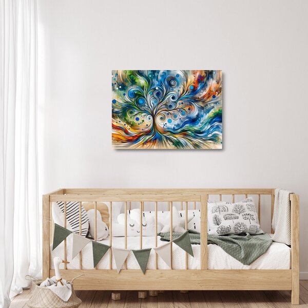 Tablou pe sticlă – Arbore energetic colorat (70x50 cm)