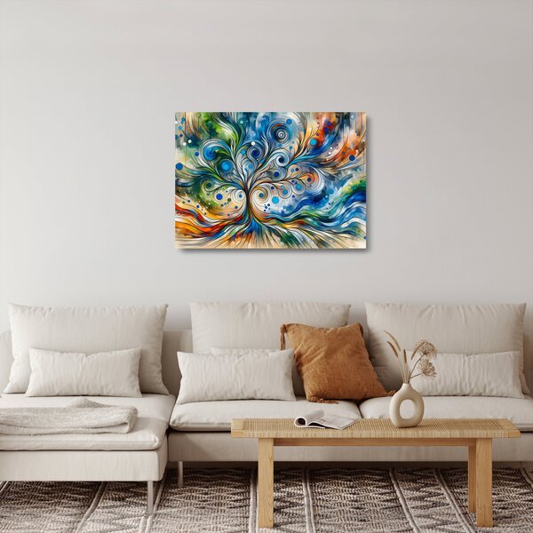 Tablou pe sticlă – Arbore energetic colorat (70x50 cm)